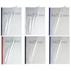 Coperti plastic PVC cu sina metalica 1.5mm, OPUS Easy Open - transparent mat/alb